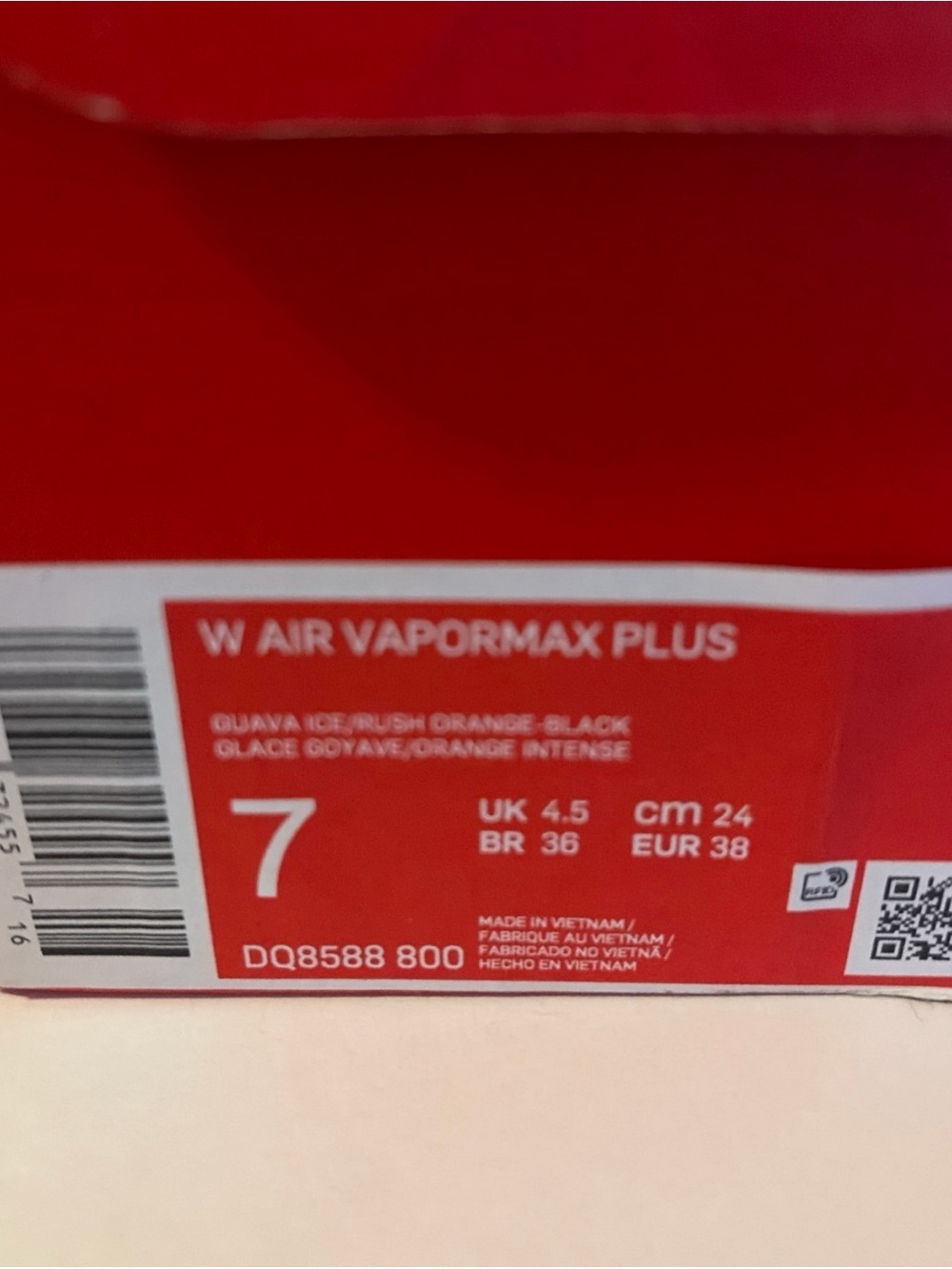 Nike AIR VAPORMAX PLUS GUAVA ICE - RUSH ORANGE- Women’s SZ 7 [DQ8588-800] NIB - Picture 3 of 7